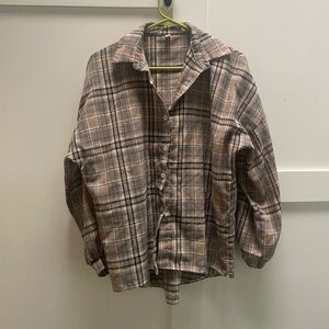 Plaid Neutral Long sleeve button up